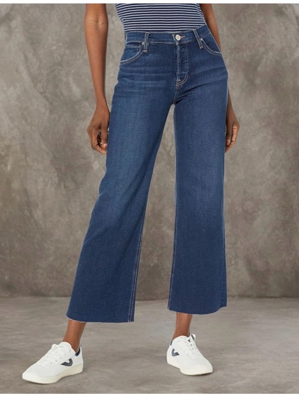 Hudson Jeans Wide-Leg High-Rise Jeans in Dark Blue